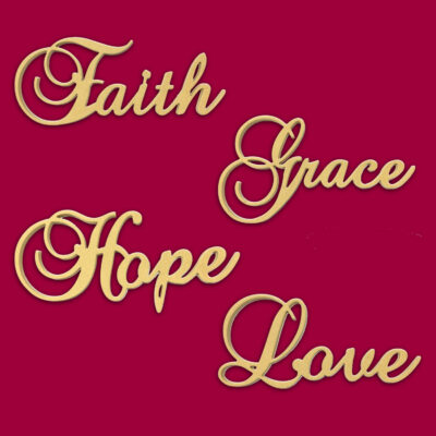 10" (Faith Hope Love Grace) Script Cursive Text Words Unfinished DIY Wood Craft Cutout To Sell