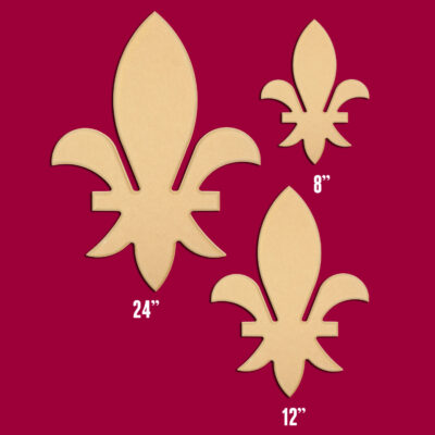 Fleur De Lis State 8" 12" 24" Unfinished DIY Wood Craft To Sell Ready to Paint Wood Wooden Stack Cutout