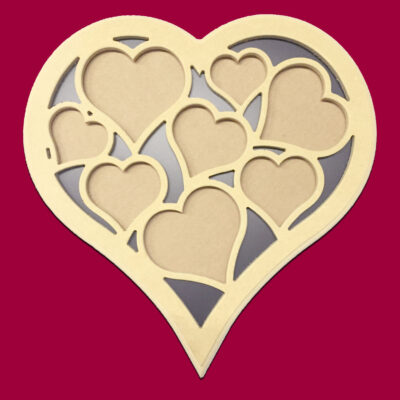 Heart 18" Multi Picture Frame w/ Hanger, Backing & Glass Unfinished DIY Wood Craft To Sell Ready to Paint Wood Wooden Cutout