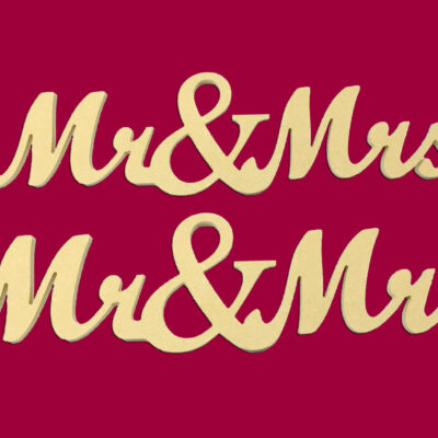 Mini 4" or 5" Script "Mr & Mrs" Word Miniature Unfinished DIY Wood Craft To Sell Ready to Paint Wooden Cutout