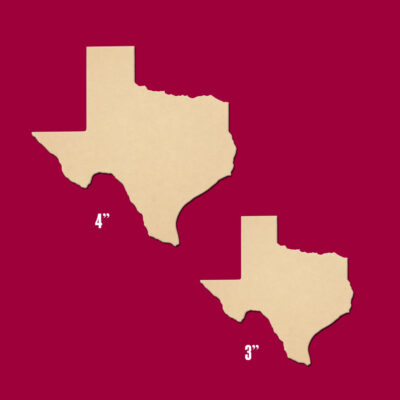 Mini State of Texas 3" & 4" (Pkg of 4) Miniature Unfinished DIY Wood Craft To Sell Ready to Paint Wood Wooden Cutout